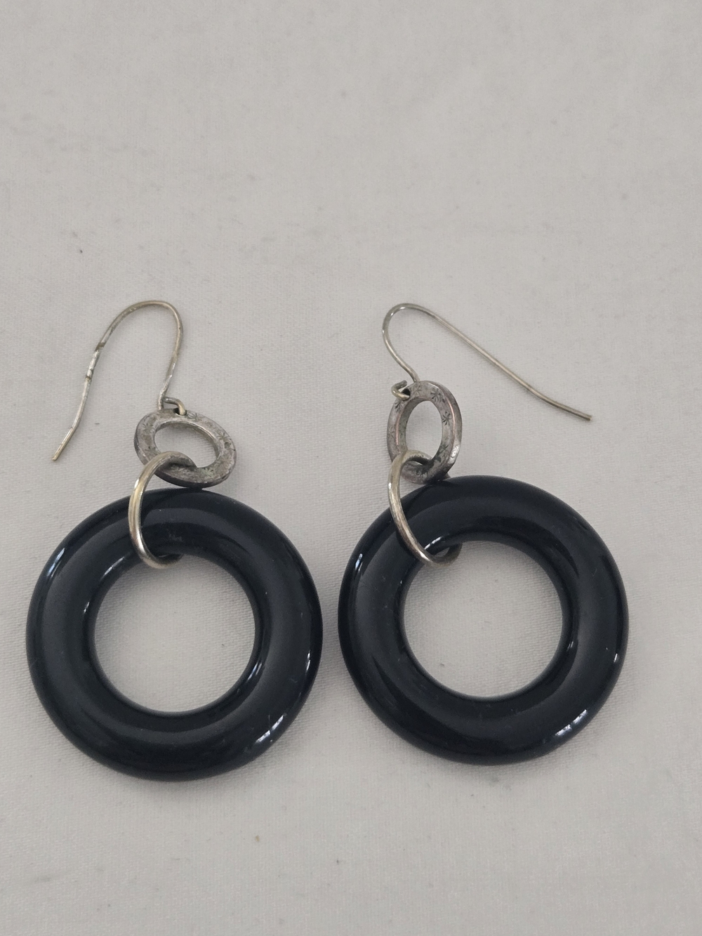 Black Resin Hoop Drop Earrings